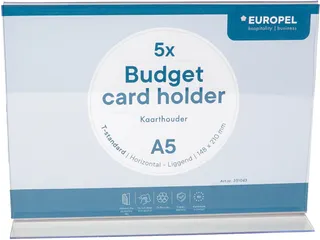 Kaarthouder Budget T-Standaard A5 1,5 Mm Liggend Acryl set van 5 stuks - 8