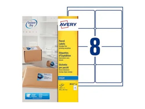 Etiket Avery J8165-40 99.1x67.7mm Inkjet wit 320 stuks