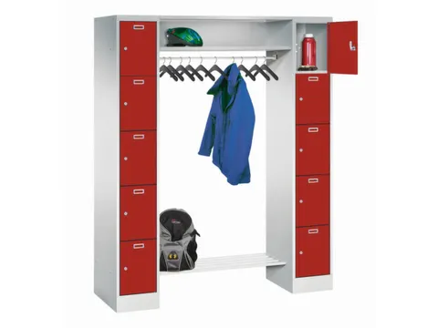 personeelsgarderobe cil.slot 1950x1500x500mm 2x5 vakken 300mm RAL3000