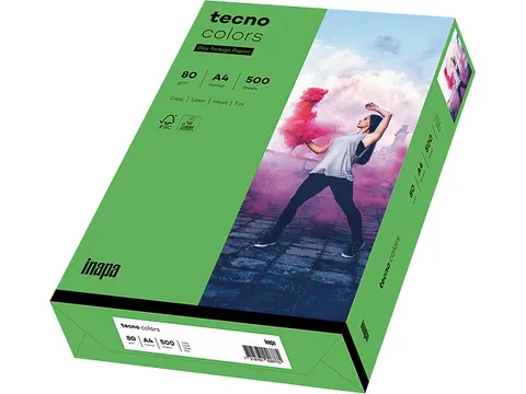 Inapa Tecno colors Gekleurd papier A4 Intens Groen 80 gram 500 vel