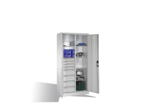 werkplaatskast,HxBxD 1950x930x500mm,romp RAL7035,front RAL7035