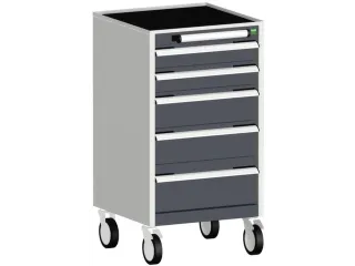 ladekast verrijdbaar 980x525x525mm 5laden RAL7035 front RAL7016 - 1