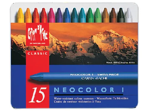 Waskrijt Caran d'Ache neocolor-I 15 stuks assorti
