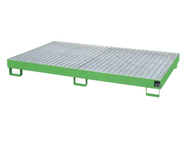 stellingopvangbak,opvangvol. 240l,HxBxD 225x2150x1300mm,m. rooster