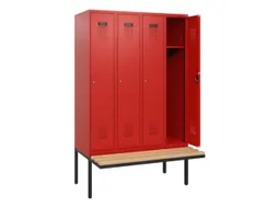 locker met bank,HxBxD 1950x1200x815mm,4vak,vak B 300mm,cilinderslot