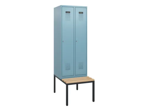 locker met bank,HxBxD 1950x600x815mm,2vak,vak B 300mm,cilinderslot