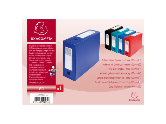 Boite de classement à pression Dos 100mm PP 7/10e Opaque bleu
