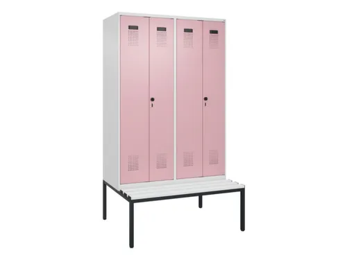 PBM-locker met bank,HxBxD 2120x1200x815mm,4vak,vak B 300mm