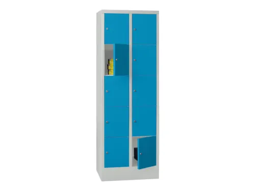 lockerkast,HxBxD 1850x600x500mm,2x5vakken,RAL7035,front RAL5012