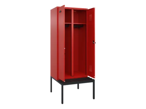 locker met bank,voor scheiding van kleding,HxBxD 2120x800x815mm,2vak