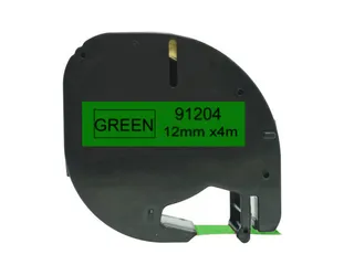 Labeltape Dymo Compatible Letratag 91204 12mm Zwart Op Groen - 1