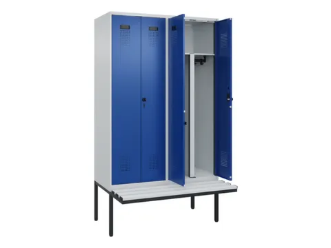 PBM-locker met bank,HxBxD 2120x1200x815mm,4vak,vak B 300mm