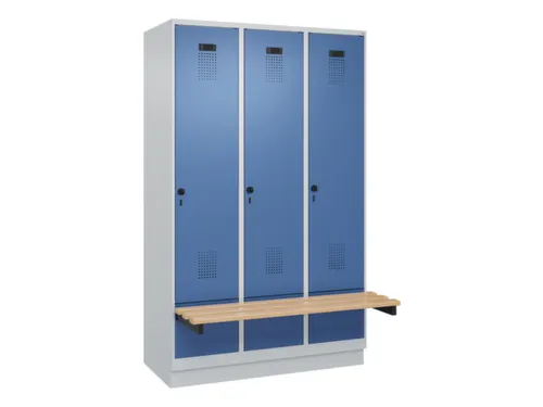 locker met bank,HxBxD 1950x1200x815mm,3vak,vak B 400mm,draaigrendel