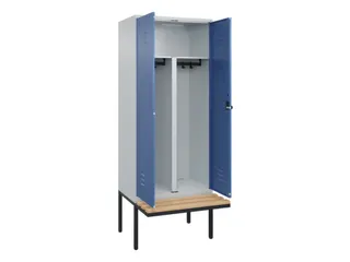 PBM-locker met bank,HxBxD 2120x800x815mm,2vak,vak B 400mm,draaigrendel - 2