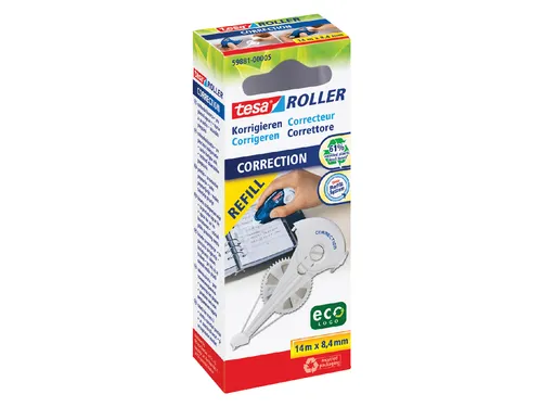 Correctierollervulling Tesa ecoLogo 8.4mmx14m in hangdoosje