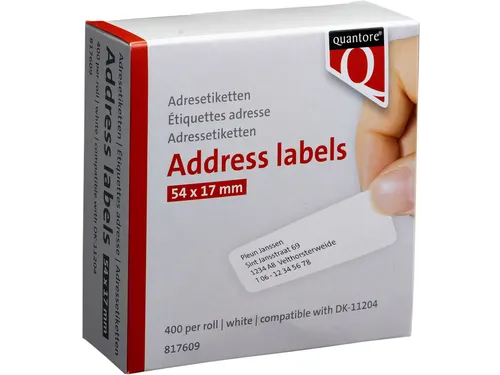 Labeletiket Quantore DK-11204 17x54mm wit 400 stuks