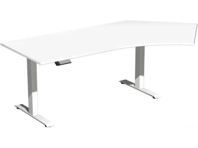 Elektrisch in hgte vst. hoekbureau,HxBxD 630-1280x2166x1130mm,blad wit