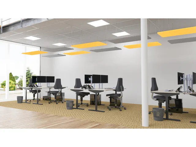 Akoestisch PET-vilt rechthoekig plafondpaneel 60x120cm Geel