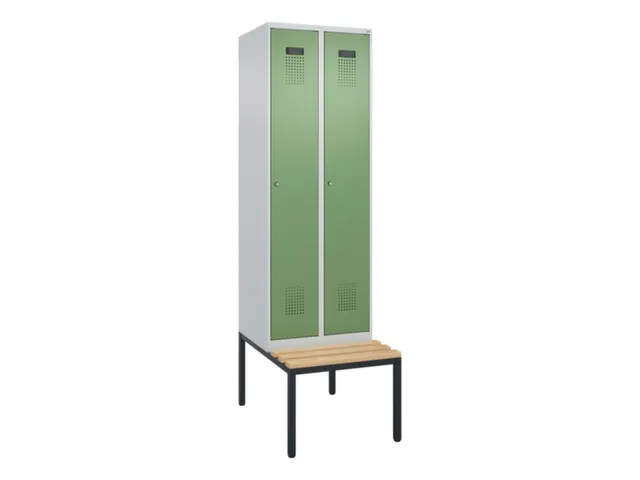 locker met bank,voor scheiding van kleding,HxBxD 2120x600x815mm,2vak