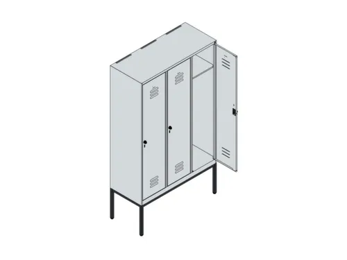 locker,HxBxD 2120x1200x500mm,3vak,vak B 400mm,cil.-slot,voetonderstel