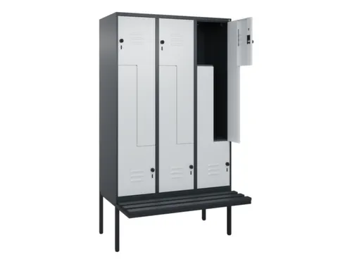 Z-garderobekast,HxBxD 2120x1200x815mm,6vak,vak B 400mm,draaigrendel