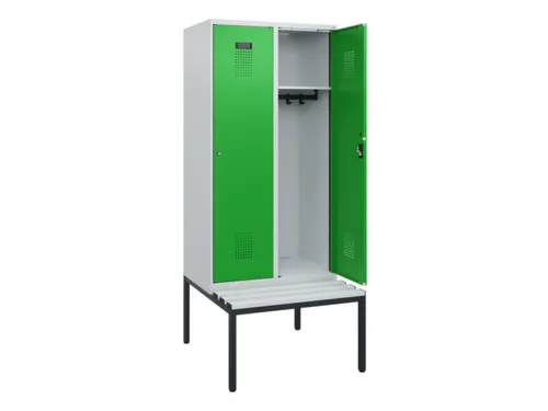 locker met bank,HxBxD 1950x800x815mm,2vak,vak B 400mm,cilinderslot