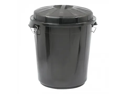 Denox kunststof Afvalvat met deksel 70 liter Zwart