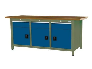 werkbank,HxBxD 860x2000x750mm,onderstel RAL6011,fronten RAL5010 - 3