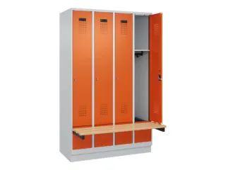locker met bank,HxBxD 1950x1200x815mm,4vak,vak B 300mm,cilinderslot - 1