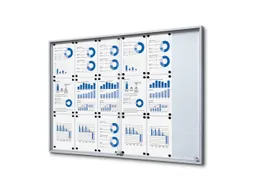Vergrendelbaar notitiebord Indoor Slim 18xA4 met Schuifdeuren Zilver