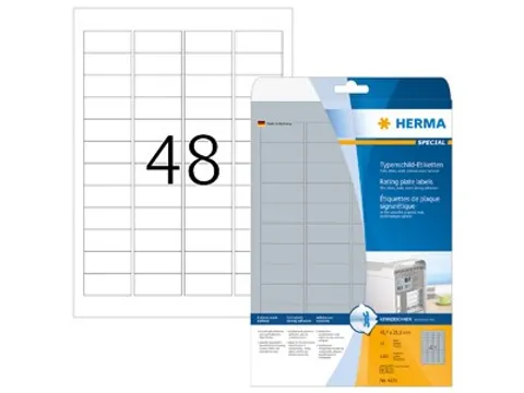 Etiketten Typeplaatje Zilver 45.7 X21.2 Mm