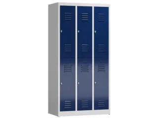 Dubbeldekse garderobekast 1800x870x500mm 3x2vak klink RAL7035 RAL5010 - 1
