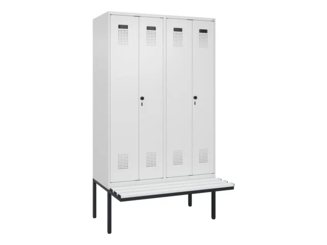 locker met bank,voor scheiding van kleding,HxBxD 2120x1200x815mm,4vak