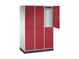 Dubbeldekse garderobekast,RAL 7035/RAL 3003,HxBxD 1950x1220x600mm