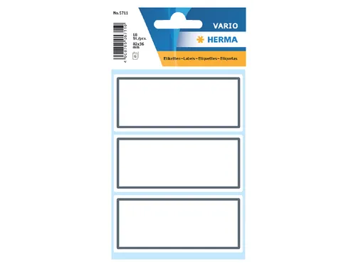 Schrift Etiket Herma 5711 36x80mm Wit met Grijs Kader 18 stuks