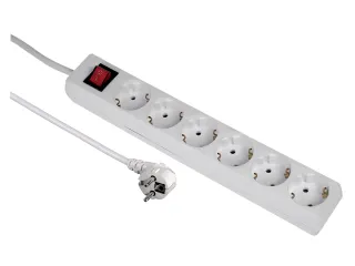 Tafelcontactdoos 6-voudig Beveiligd 500cm Wit Randaarde - 1