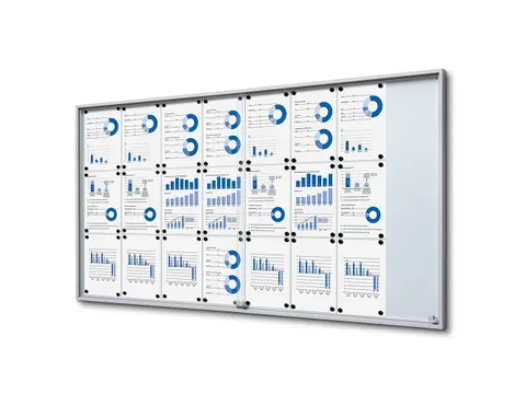 Vergrendelbaar notitiebord Indoor Slim 24xA4 met Schuifdeuren Zilver