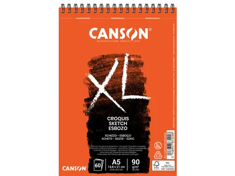 Schetsblok Canson XL A5 60 vel 90gr spiraal