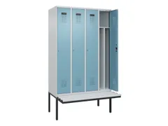 locker met bank,voor scheiding van kleding,HxBxD 2120x1200x815mm,4vak