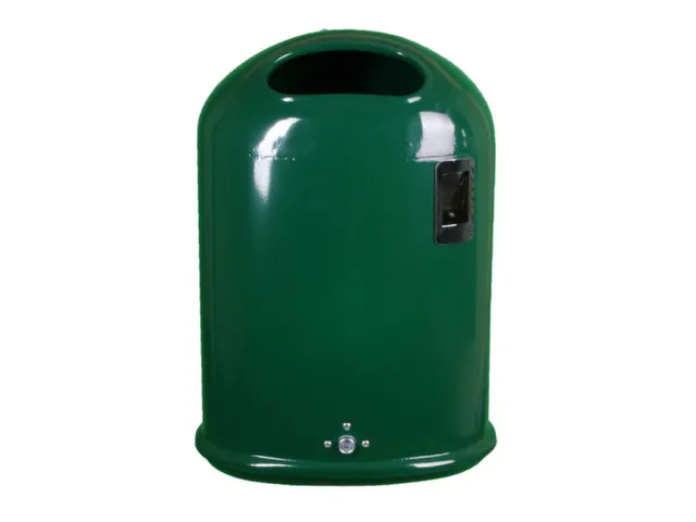 Afvalbak van staalplaat met asbak 45 liter ovale opening open mosgroen