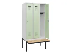 locker met bank,HxBxD 1950x900x815mm,3vak,vak B 300mm,cilinderslot