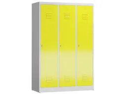 garderobekast 1800x1185x500mm 3vak klink sokkel romp RAL7035 RAL1018