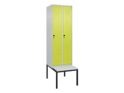 locker met bank,HxBxD 2120x600x815mm,2vak,vak B 300mm,draaigrendel