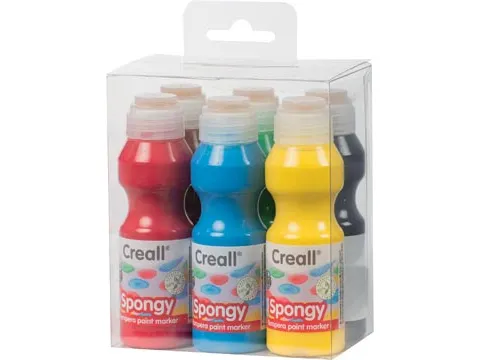 Creall Spongy Grote acrylverf stempelstiften 6 stuks 70ml assorti