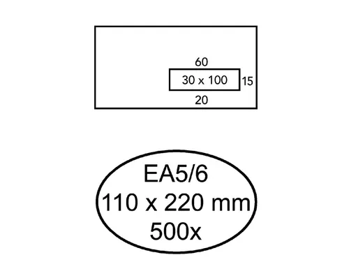 Envelop Quantore 110x220mm Venster Rechts 30x100mm Zelfklevend