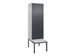 PBM-locker met bank,HxBxD 2120x600x815mm,2vak,vak B 300mm,cil.-slot