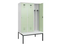 locker met bank,voor scheiding van kleding,HxBxD 2120x1200x815mm,3vak