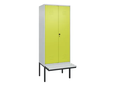 PBM-locker met bank,HxBxD 2120x800x815mm,2vak,vak B 400mm,draaigrendel