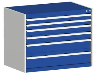ladekast HxBxD 800x1050x650mm 6laden RAL7035 front RAL5010 - 1