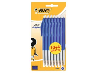 Balpen Bic M10 medium blauw blister à 10+4 gratis - 1